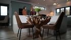 Teak Root 1.3m Round Dining Table With Glass Top