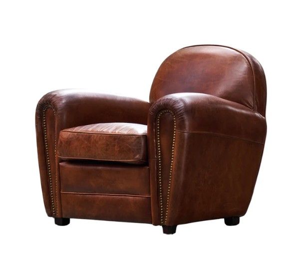 Vintage Leather Art Deco Style Armchair