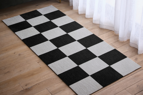 Checkerboard Runner In Jet Black