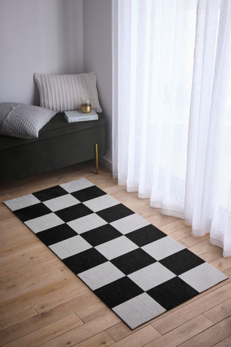 Checkerboard Runner In Jet Black