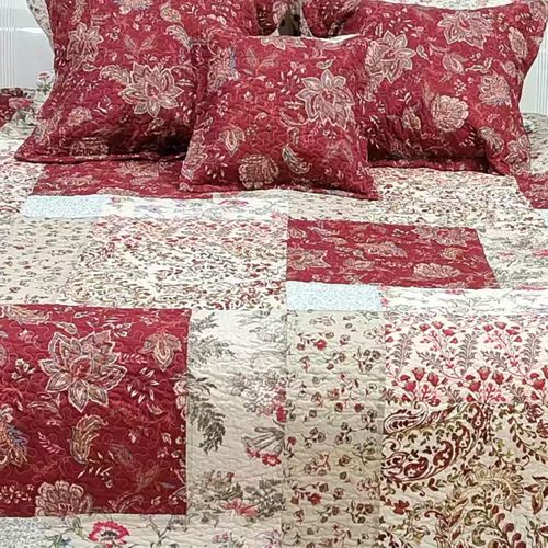 Alessia Russet Red Patchwork Bedspread - One Size