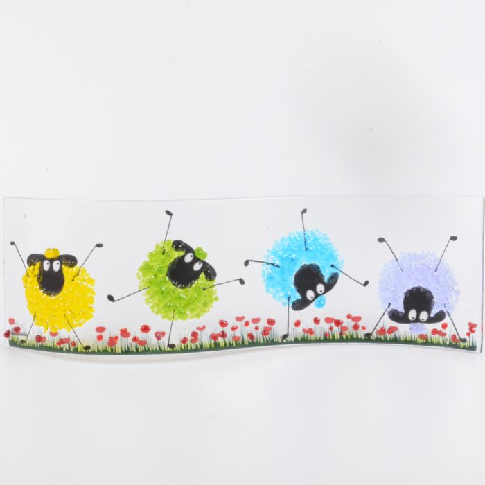 Handmade Fused Glass Crazy Sheep