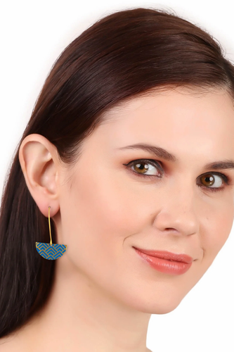 Oona hook earrings,blue handamde