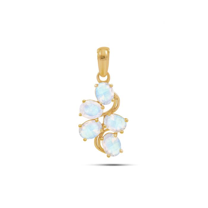 Rainbow Moonstone Oval Pendant with Prong Setting(RMC016)