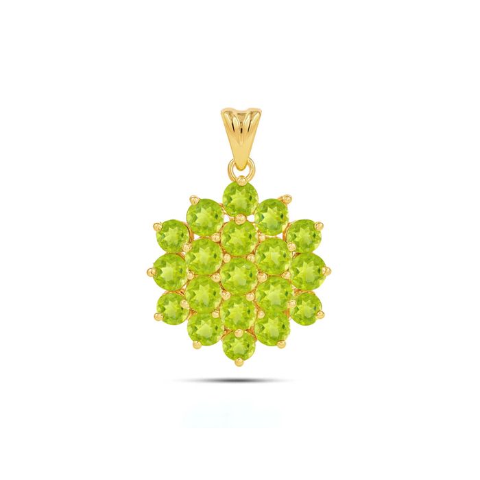 Peridot Round Pendant with Prong Setting(PC0013)