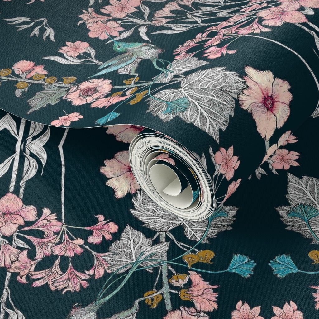 Hummingbird Navy Gift Wrap