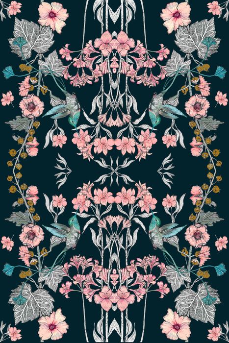 Hummingbird Navy Gift Wrap