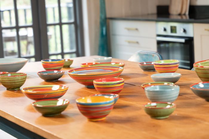 Hand-Painted Spiral Ceramic Dishes from Catalonia