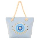 LB99- PK OF 6 BEACH BAG WITH GOLD SHELL/EYE PRINT