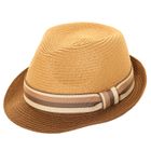 S542- PK OF 12- 2 TONE STRAW TRILBY HAT WITH DETAIL BAND