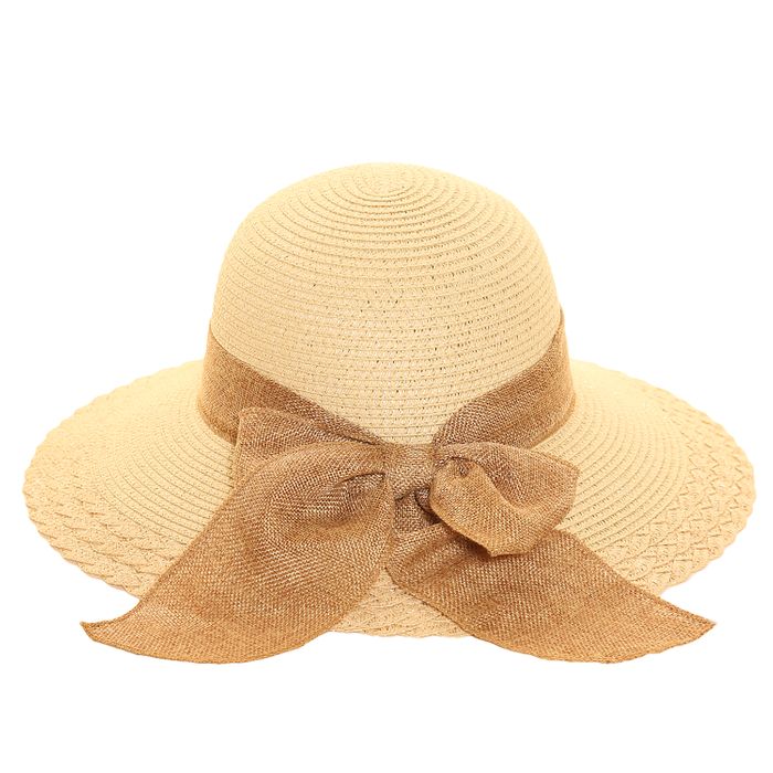 S543- PK OF 12 WIDE BRIM STRAW HAT WITH HESSIAN BAND