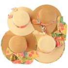 S530- LADIES WIDE BRIM STRAW HAT WITH SCARF BAND/BRIM