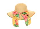 S530- LADIES WIDE BRIM STRAW HAT WITH SCARF BAND/BRIM