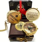 God's Path Compass In Wooden Box – Religious Gifts for Men, Christian Sentimental & Inspirational Present