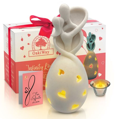 Infinity Love Candle Holder Statue with Flickering LED Candle - Gifts for Couples, Wife & Husband