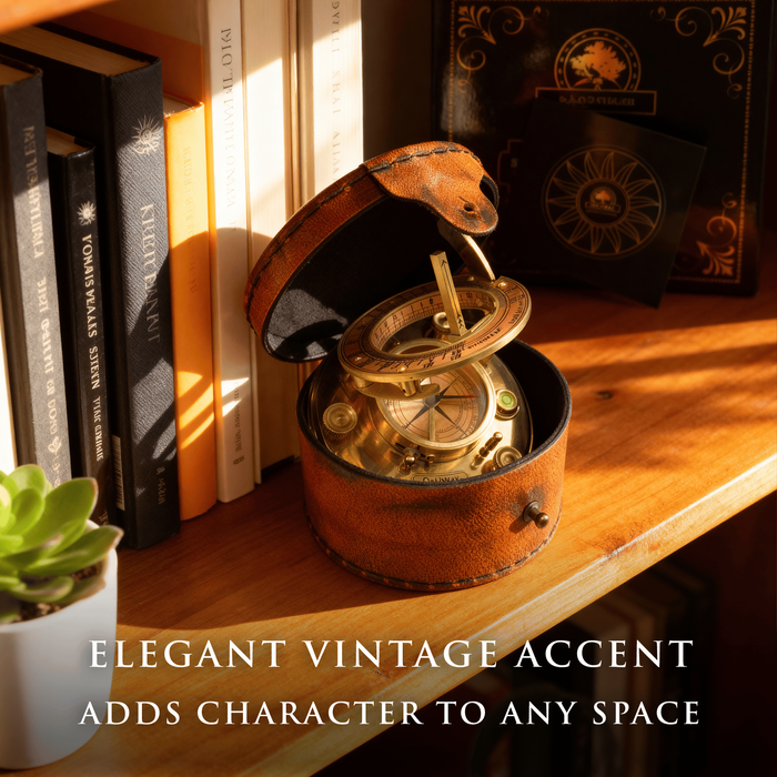 4.1” Brass Sundial Compass – Vintage Timepiece & Navigation Gift