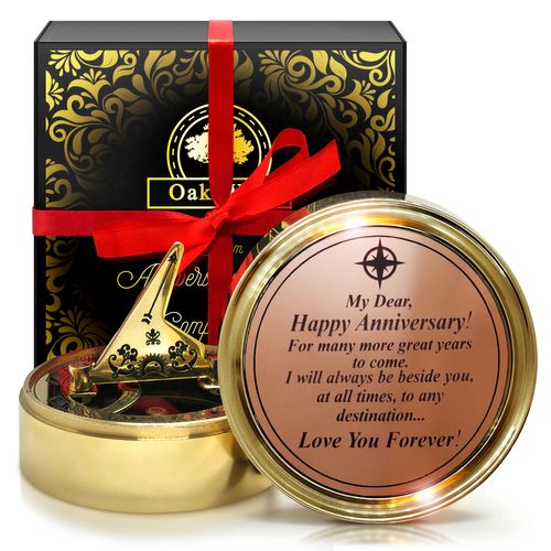 Anniversary Sundial Compass – Customizable Brass Timepiece & Keepsake Gift
