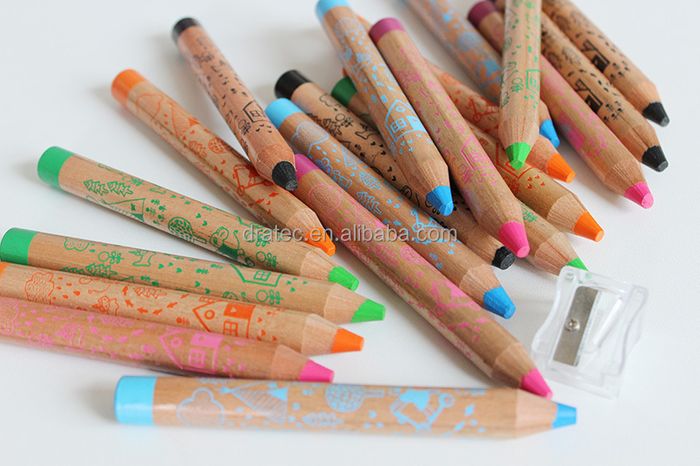Large size 3 in 1 woody wax crayons packet set