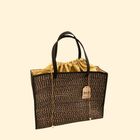 Sumatra Black & tan Palm Weave Tote Bag