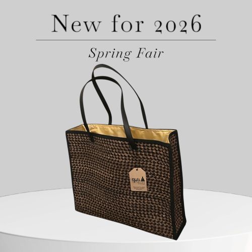 Sumatra Black & tan Palm Weave Tote Bag