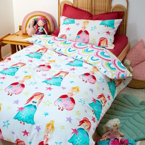 Rainbow princess reversible bedding set