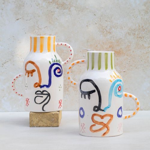 Abstract Handpainted Face Vases