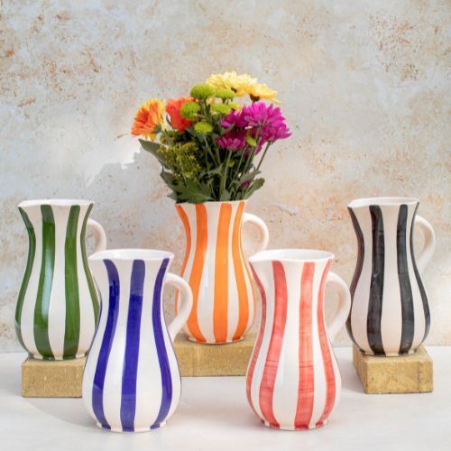 Striped Handpainted Ceramic Vases