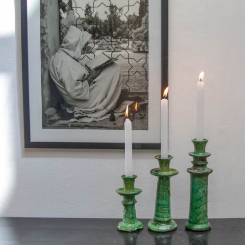 Tamegroute Green Candle Holders