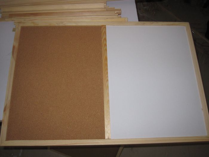 Combined board(Half Cork+Half white) with wood frame