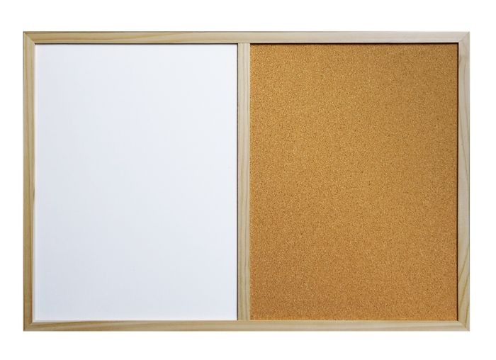 Combined board(Half Cork+Half white) with wood frame