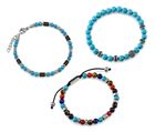 Tribal Steel real Stone Bead Bracelets