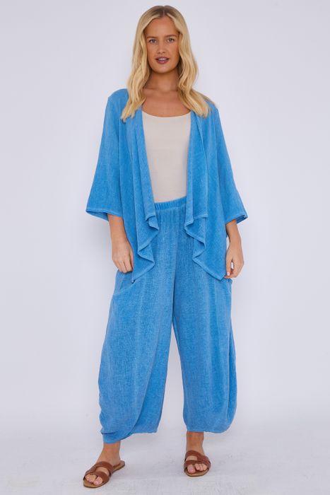 WASHED LINEN WATERFALL SHRUG
