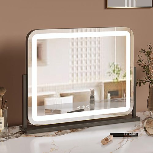 LÉMIA BEAUTY Halo Edge Mirror    White / Black / Gold