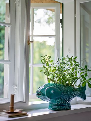 Hiro Flowerpot, Green, Stoneware