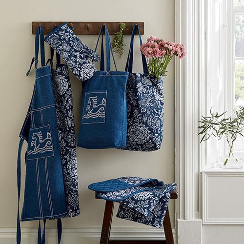 Bedeck of Belfast Denim & Morsan navy kitchen textiles