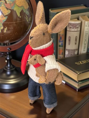 Rabbit & Pup cashmere Sewing Kit - Best Friends