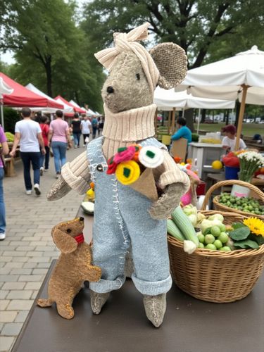 Cozy Mouse in Overalls Sewing Kit - Market Day!