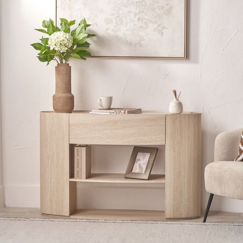 Tivoli Travertine Effect Veneer 1 Drawer Console table