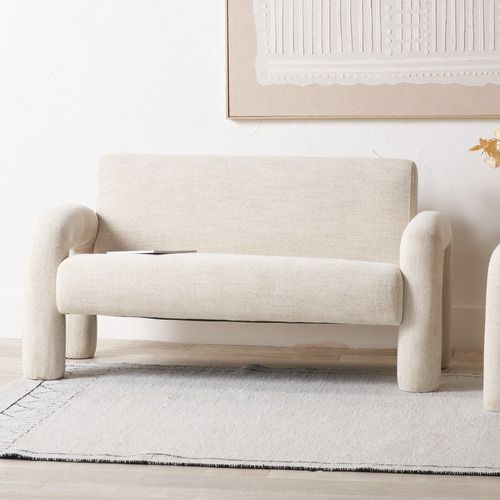 Ravello White Textured Fabric Armed Sofa