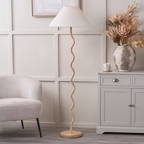Palau Rattan Wave Floor Lamp Base