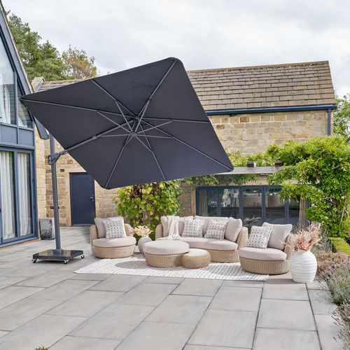 Kampala Outdoor Lounge Set with Footstool and Half Moon Side Table