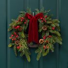 50cm Real Touch Half Wtreath with Red Velvet Bow