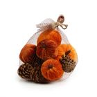 Set of decorative velvet pumpkins & pinecones