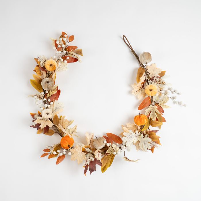 160cm Neutral Velvet Pumpkins Garland