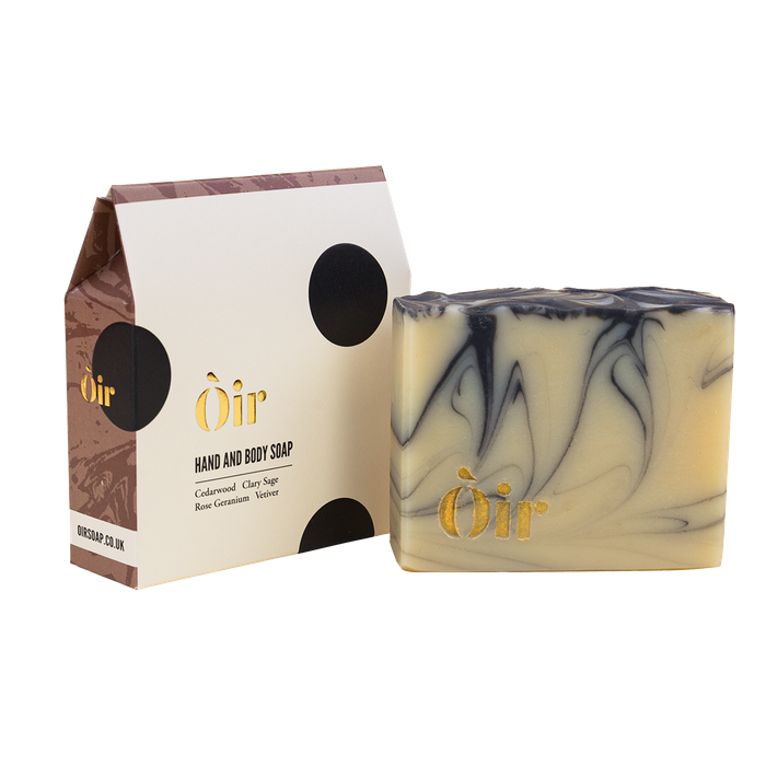 Cedarwood, clary sage, rose geranium, vetiver hand & body soap