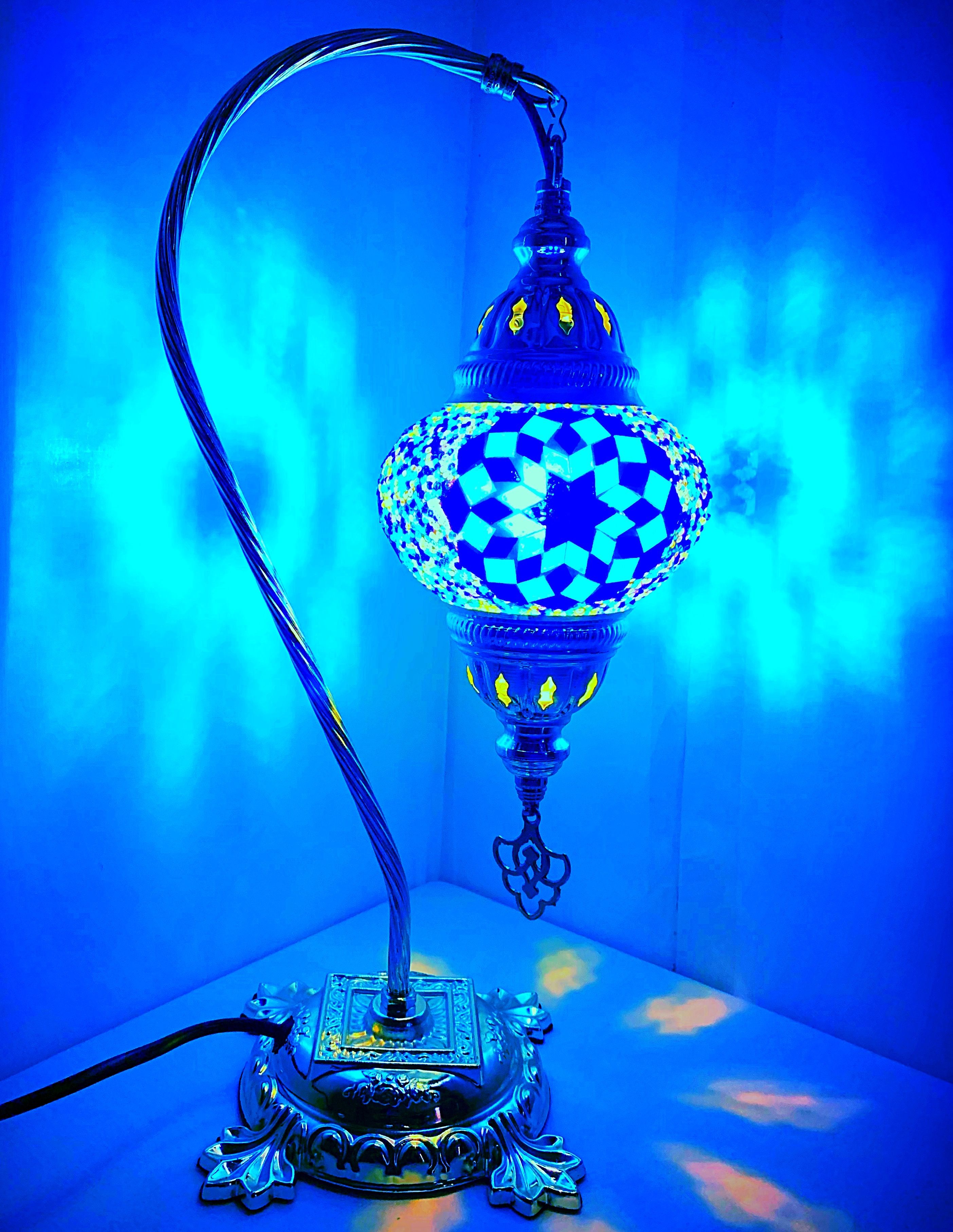 Handcrafted Swan Neck Mosaic Table Lamp