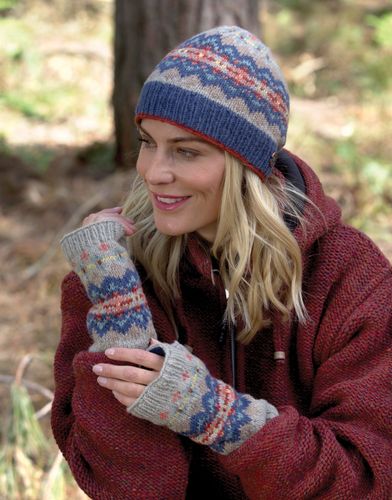 Pure Wool Knitted Hat and Wrist Warmer Sets - Croft Design