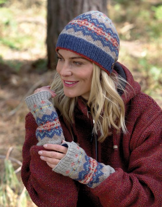 Pure Wool Knitted Hat and Wrist Warmer Sets - Croft Design