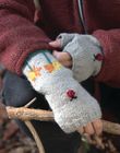 PPure Wool Knitted Wristwarmers - Botanical