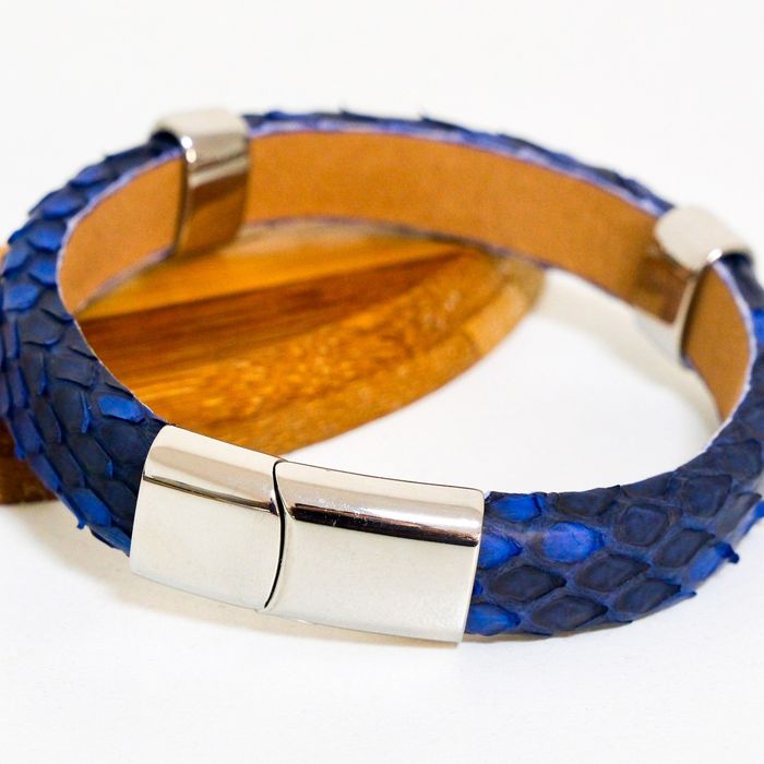 Python Leather Bracelet - CITES Certified Exotic Snake Cuff - Local Shipping No Import Tax